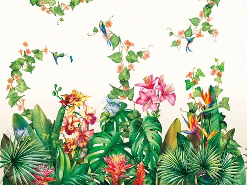 цветы, тропические листья, тропики, лилии, красная