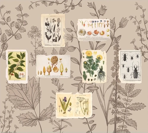 цветы, листья, бежевые, марки