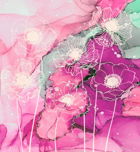 линии, мрамор, цветения, узоры, минимализм, цветы, акварель