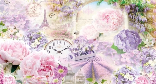 цветы, лаванда, часы