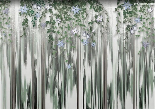 цветы, листья, вьюн, зеленая