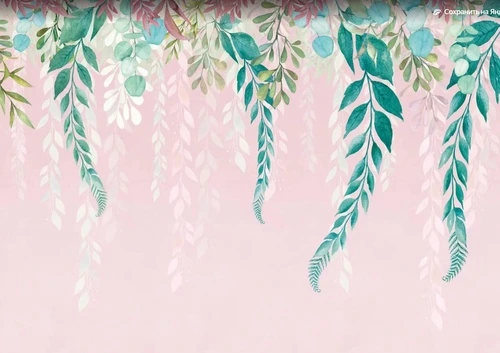 цветы, листья, с потолка, розовая, зеленая