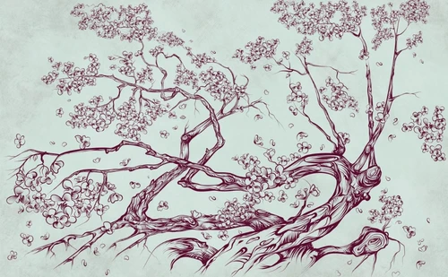 минимализм, природа, сакура, лофт, современный, дерево, листья