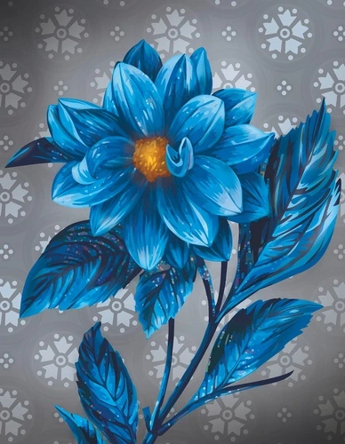 цветы, синий, на сером фоне