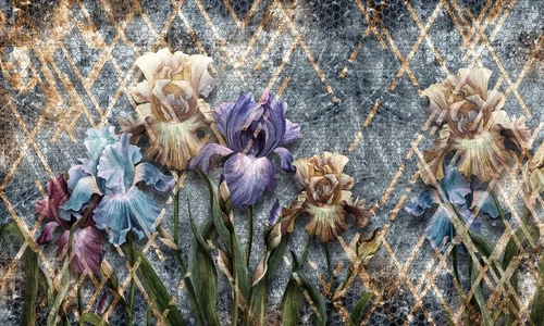 цветы, ирисы, темные, с узором