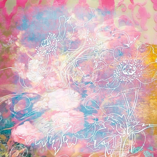 цветы, графика, абстракция, желто-голубая