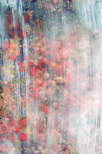 цветы, абстракция, красная, голубая