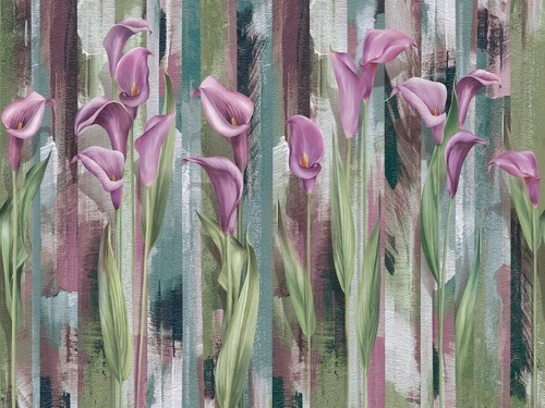 цветы, каллы, листья, сиреневая