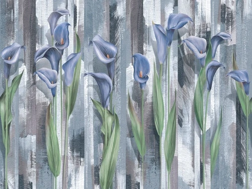 цветы, каллы, листья, голубая