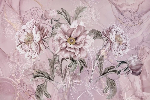 цветы, с графикой, светло сиреневые