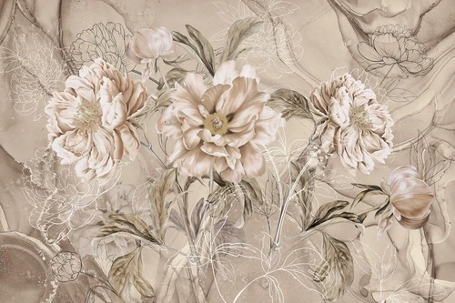 цветы, с графикой, бежевые, бежевая