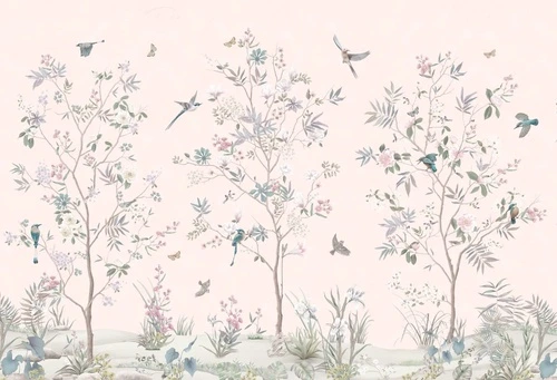 в гостиную, шинуазри, сады, купить фреску хорошего качества, красивые фрески на стену, итальянский художник, с оттенком нежным, лучшие фрески на стену, фотообои лучшие, лучшие