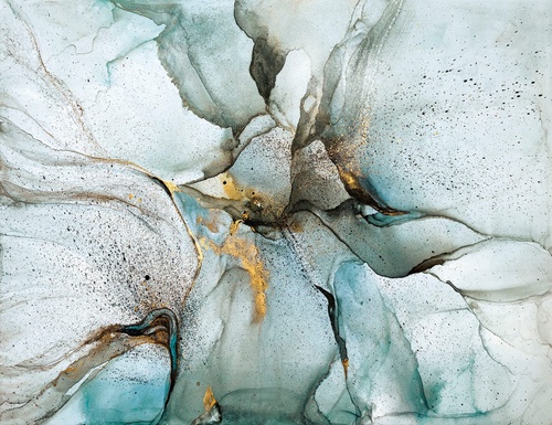 флюиды, серо-бирюзовая, с золотом