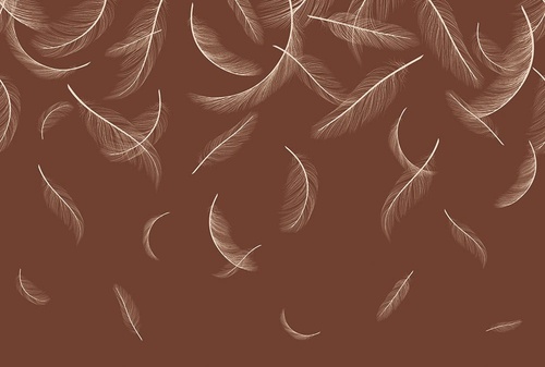 графика, перья, темные, золотые линии, коричневая