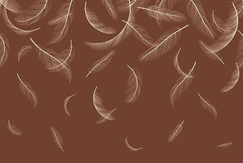 графика, перья, темные, золотые линии, коричневая