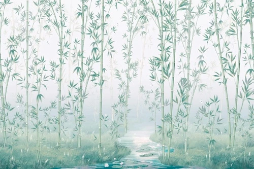 шинуазри, сад, бамбук, бамбуковый, река, ярко зеленая