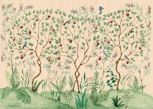 шинуазри, сад, персиковая, сады, яркие