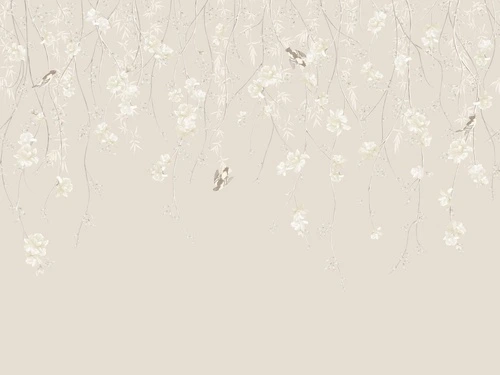 шинуазри, свисающие, бежевые, светло бежевая, белые, с птицами