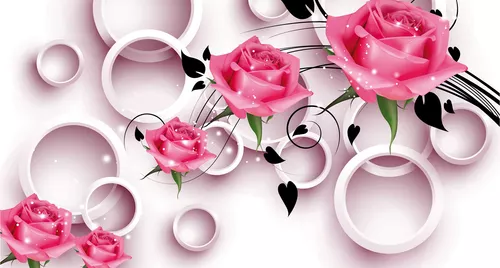 геометрия, розы, розовые, цветы, круги, тень