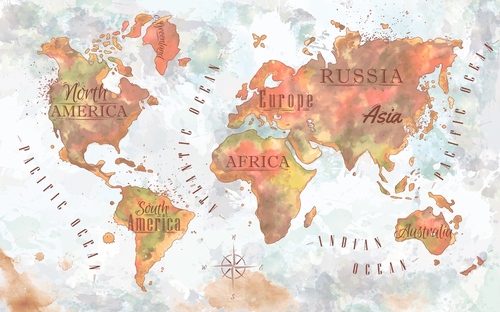 карта мира для детей, детские, названия, карта, страны, компас, карта мира, в детскую комнату, кляксы, города