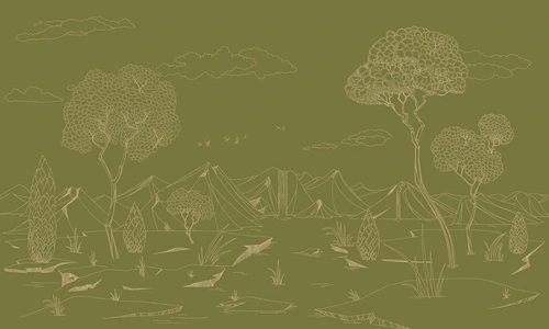 графика, болотная, темные, горы, деревья