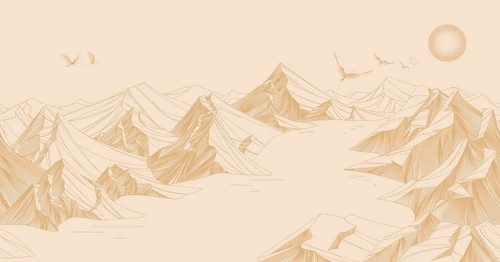 графика, песочные, желтые, цвета охра, горы