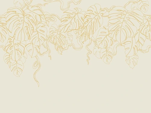 графика, бежевые, золотые линии, листья, тропические, свисающие