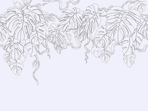 графика, серо-сиреневая, светлые, листья, тропические, свисающие