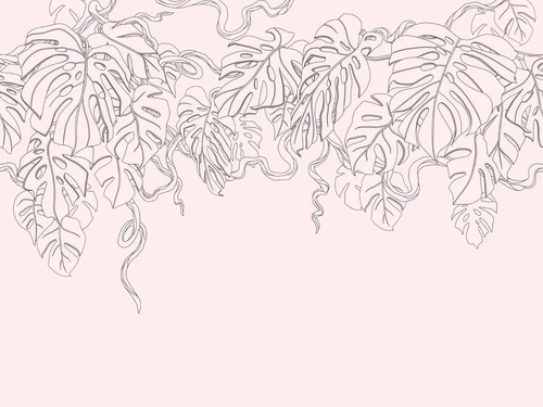 графика, розовая, серая, листья, тропические, свисающие