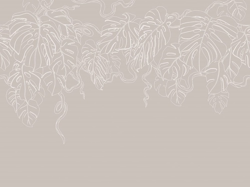 графика, цвета какао, цвета кофе с молоком, белая, листья, тропические, свисающие