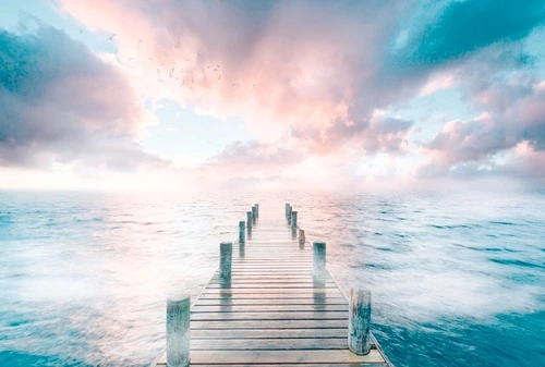 пейзаж, релакс, морской, море, небо, голубая, мостик