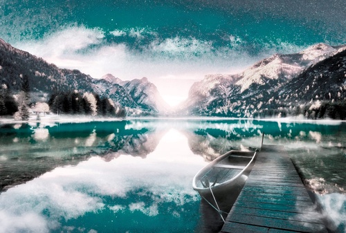 пейзаж, релакс, в бассейн, серо-бирюзовая