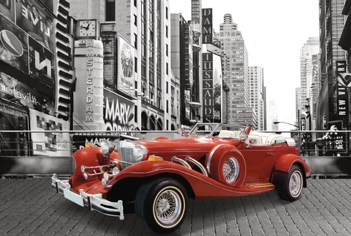 в детскую комнату, машина, ретро, красная, город