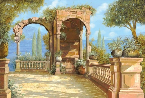 пейзаж, развалины, арки, море