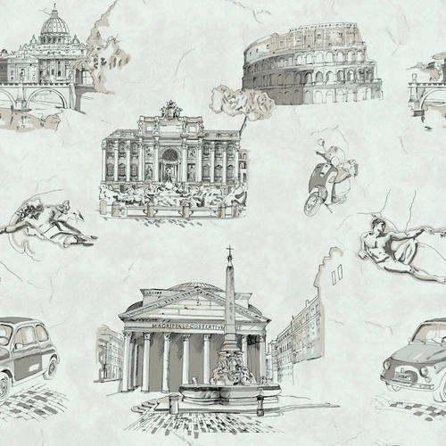 графика, развалины, светло голубая, рисунок