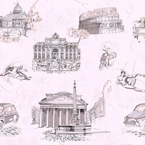 графика, развалины, светло сиреневая, рисунок