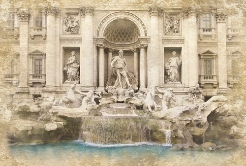 графика, римский фонтан, бежевые