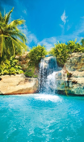 пейзаж, водопад, озеро