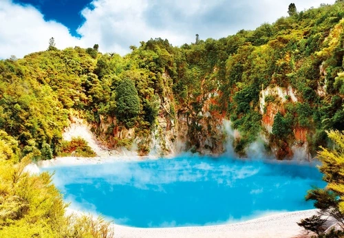 пейзаж, водопады, озеро, горы, зеленая