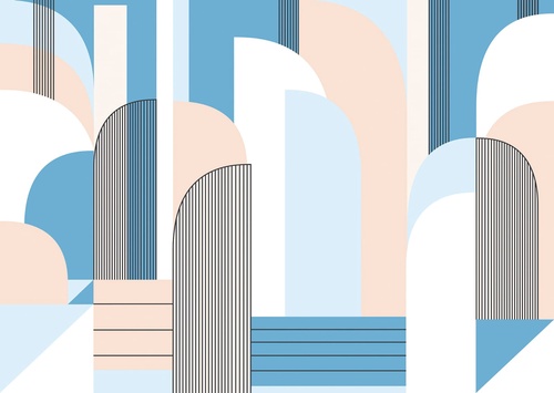 геометрия, бело-голубая, персиковая