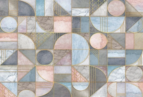 геометрия, бежево-голубая