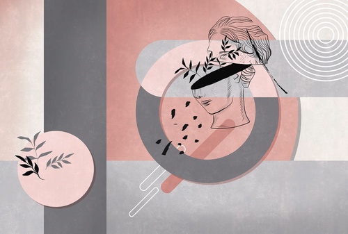 геометрия, розовая, серая