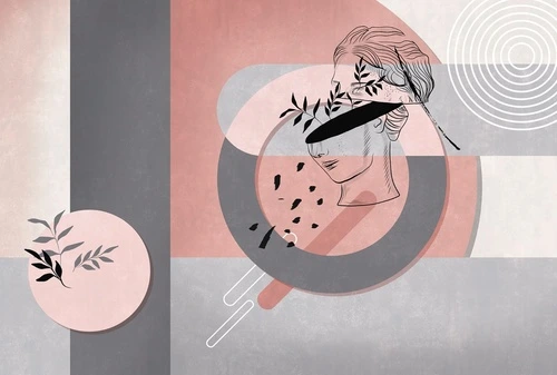 геометрия, розовая, серая