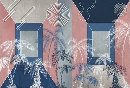 геометрия, розовая, синий, серая