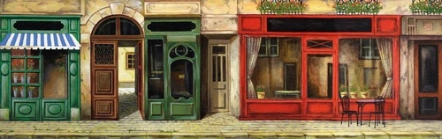 улочки, европейские, красная, зеленая