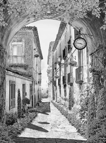 улочки, европейские, черно-белые