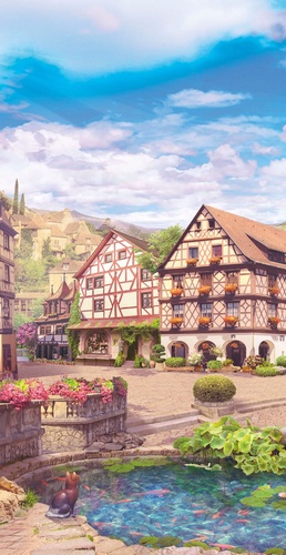 улочки, европейские, пруд