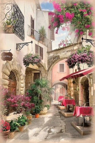 улочки, европейские, столики, кафе