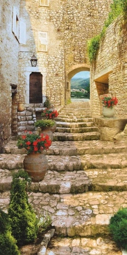 улочки, европейские, лестница, желтая