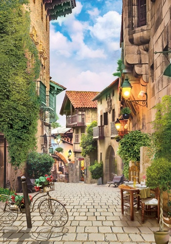 улочки, европейские, узкие, велосипед, мостовая